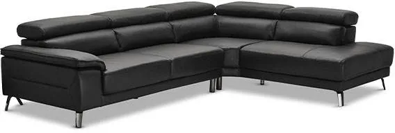 Napoli hjørnesofa med relaxfunksjon - svart lær - høyreutførelse