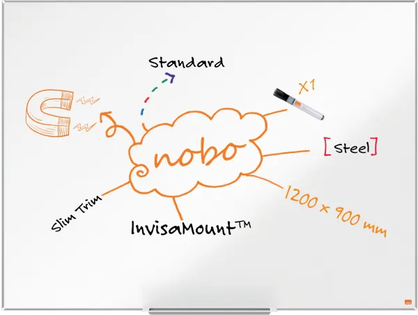 Nobo Impression Pro Stål-Whiteboard 120x90cm Hvit