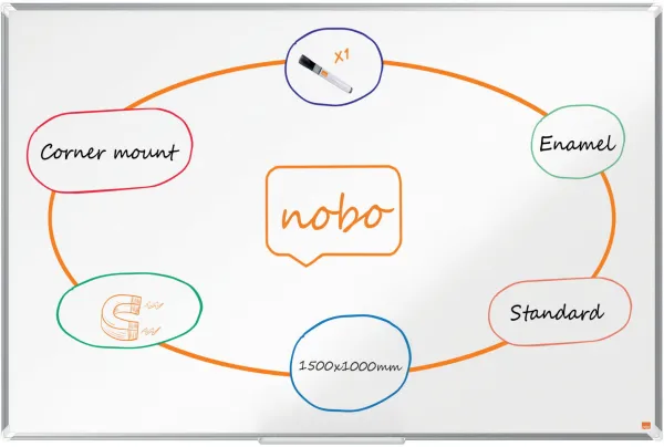 Nobo Premium Plus emaljert whiteboard 150x100cm hvit